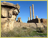 Fluted columns of the Capital at Timgad world heritage site (Algeria), the garrison town at the frontier of the Roman Empire in Africa